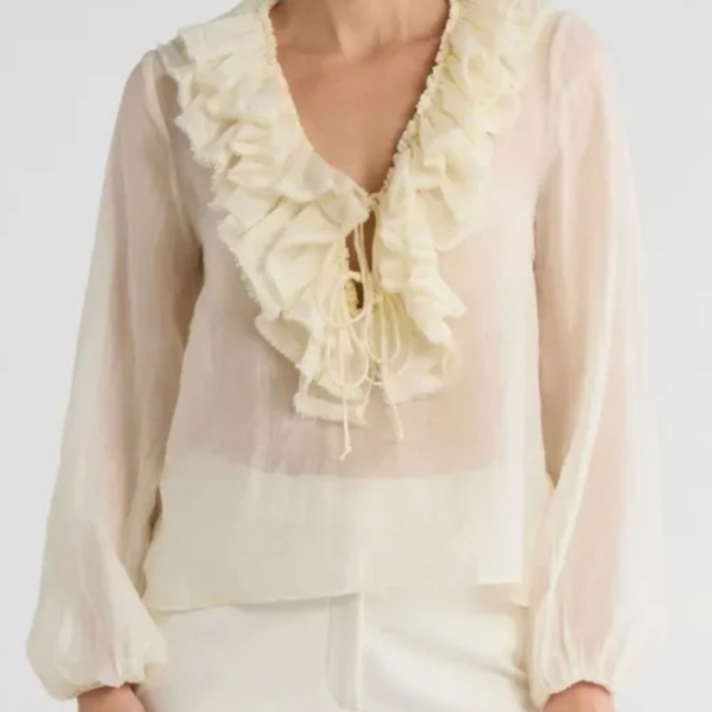NWT Jason Wu Ivory Ruffle shirt, Size M